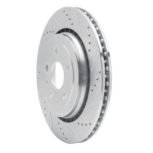 Cadillac ATS Brake Rotor (1) - Rear Right - R1 Concepts - Drilled & Slotted - Silver - `16-`24